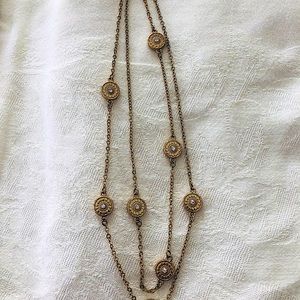 Gold and rhinestone 36 inch necklace